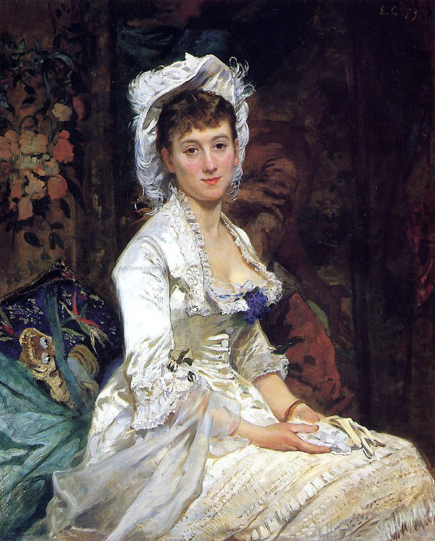 Eva Gonzales Portrait of a Woman in White - Canvas Print