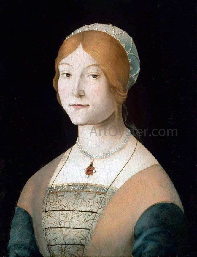 The Elder Lorenzo Costa Portrait of a Woman with a Pearl Necklace - Canvas Print