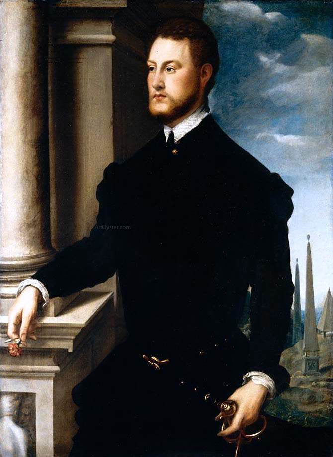 Jan Steven Van Calcar Portrait of a Young Bearded Gentleman - Canvas Print