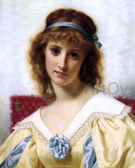 Hugues Merle Portrait of a Young Beauty - Canvas Print