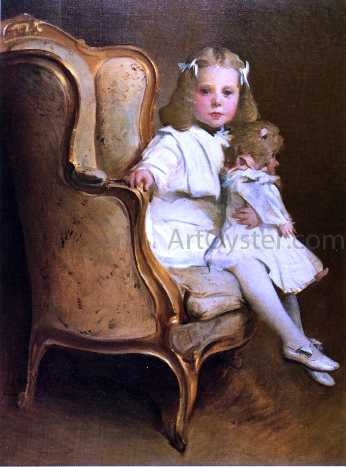 John White Alexander Portrait of a Young Girl with Her Doll - Canvas Print