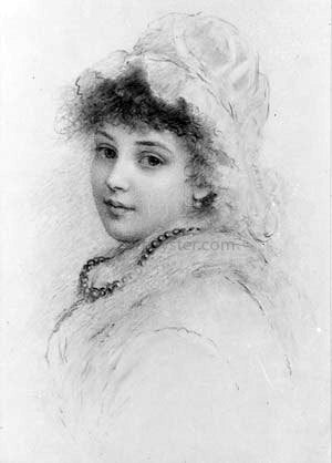 Samuel Worcester Rowse Portrait of a Young Woman - Canvas Print
