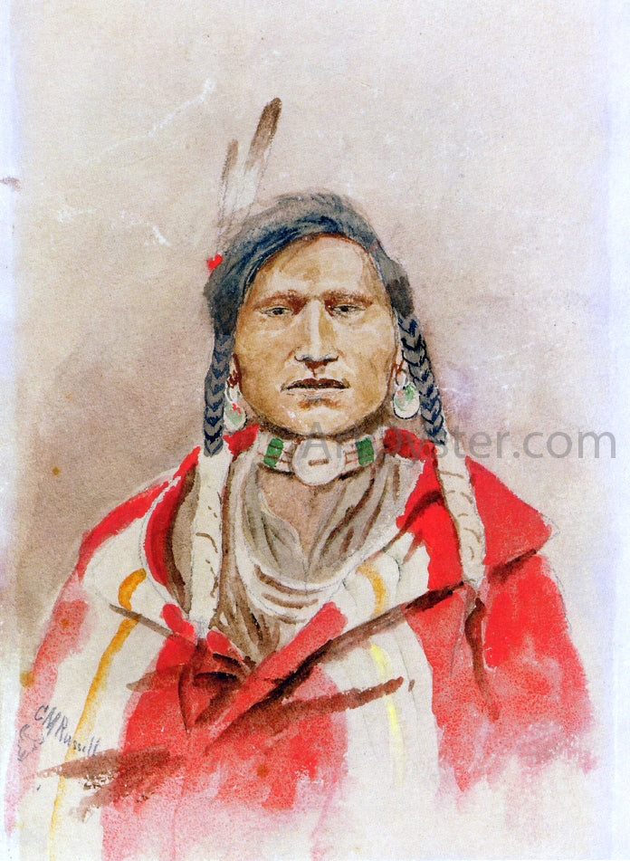 Charles Marion Russell Portrait of an Indian - Canvas Print