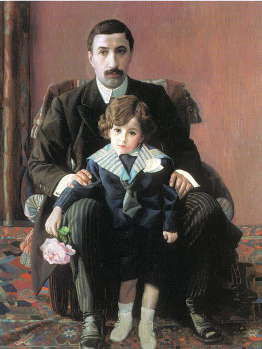 Pavel Filonov Portrait of Arman Frantsevich Aziber and His Son - Canvas Print