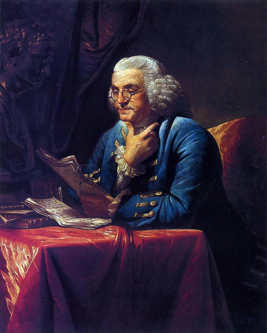 David Martin Portrait of Benjamin Franklin - Canvas Print