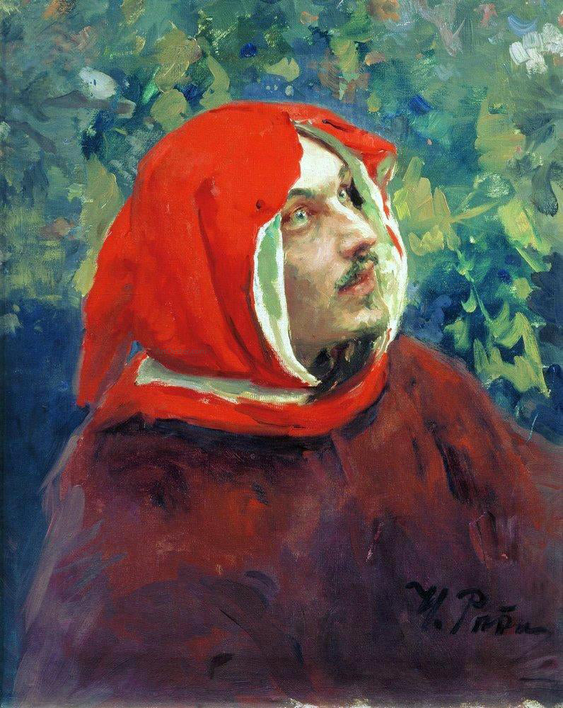 Ilia Efimovich Repin Portrait of Dante, Study - Canvas Print