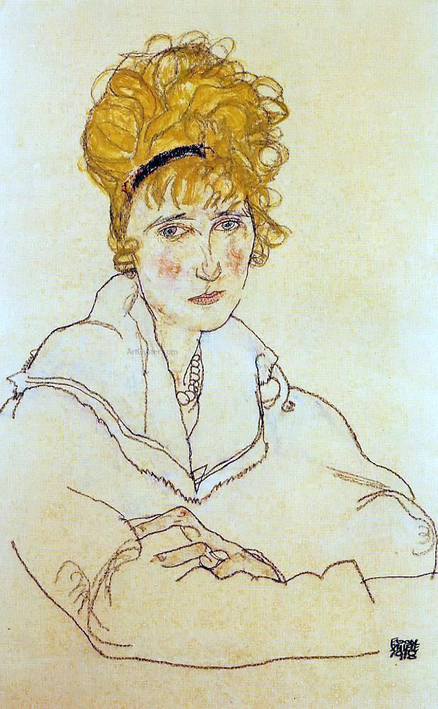 Egon Schiele Portrait of Edith Schiele - Canvas Print