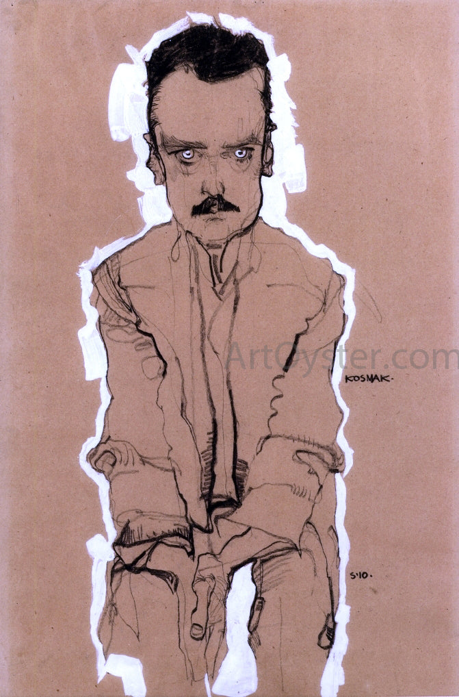 Egon Schiele Portrait of Eduard Kosmack, Frontal, with Clasped Hands - Canvas Print