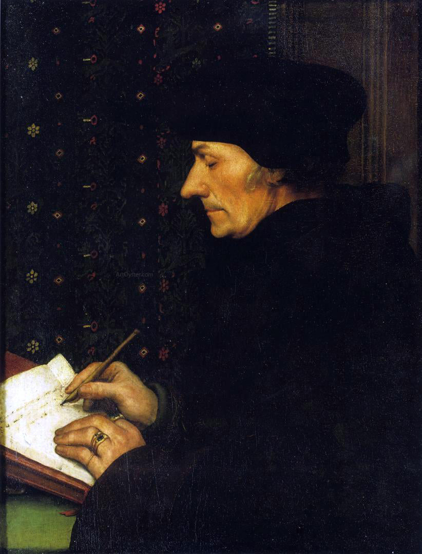 The Younger Hans Holbein Portrait of Erasmus of Rotterdam Writing - Canvas Print
