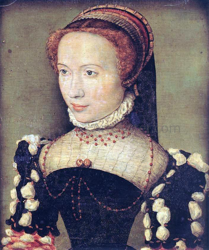 Corneille De Lyon Portrait of Gabrielle de Rochechouart - Canvas Print