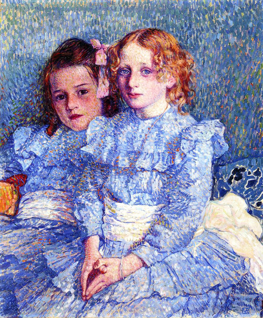 Theo Van Rysselberghe A Portrait of Helene and Michette Guinotte - Canvas Print