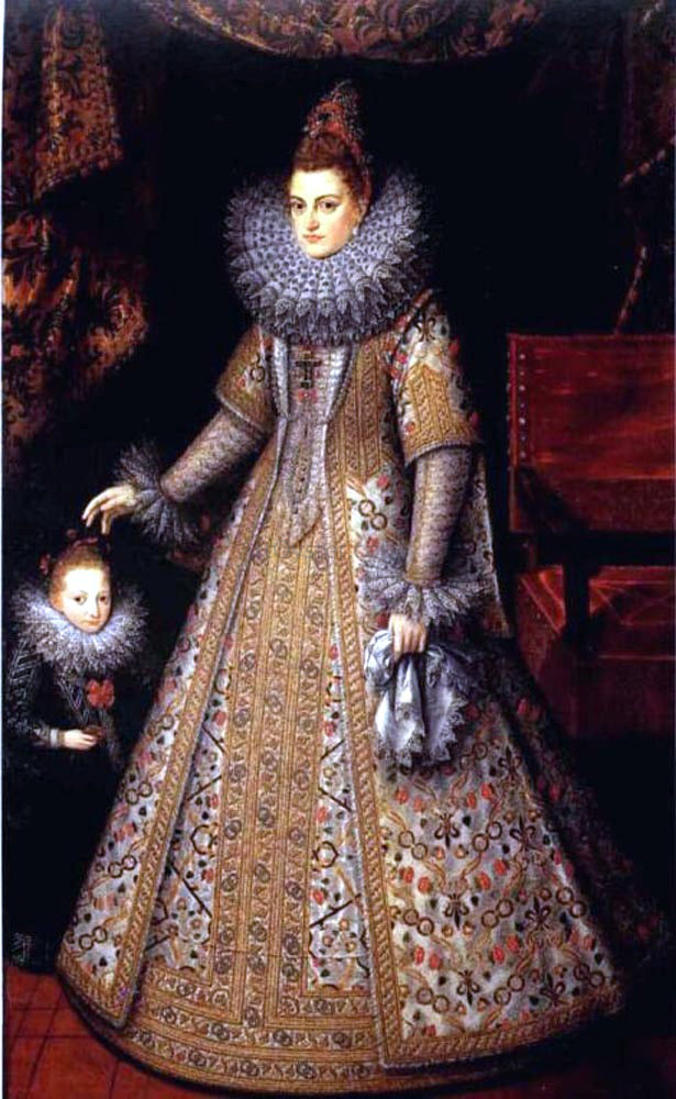 The Younger Frans Pourbus Portrait of Isabella Clara Eugenia of Austria with her Dwarf - Canvas Print