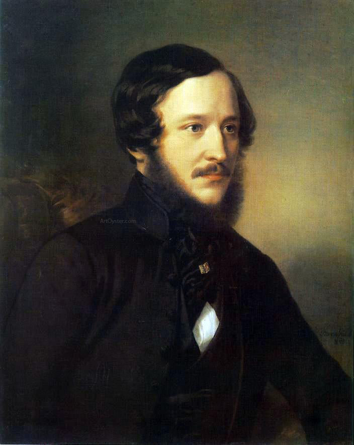 Miklos Barabas Portrait of Jozsef Eotvos - Canvas Print