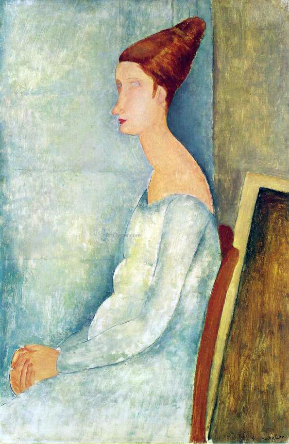 Amedeo Modigliani Portrait of Jeanne Hebuterne Seated in Profile - Canvas Print