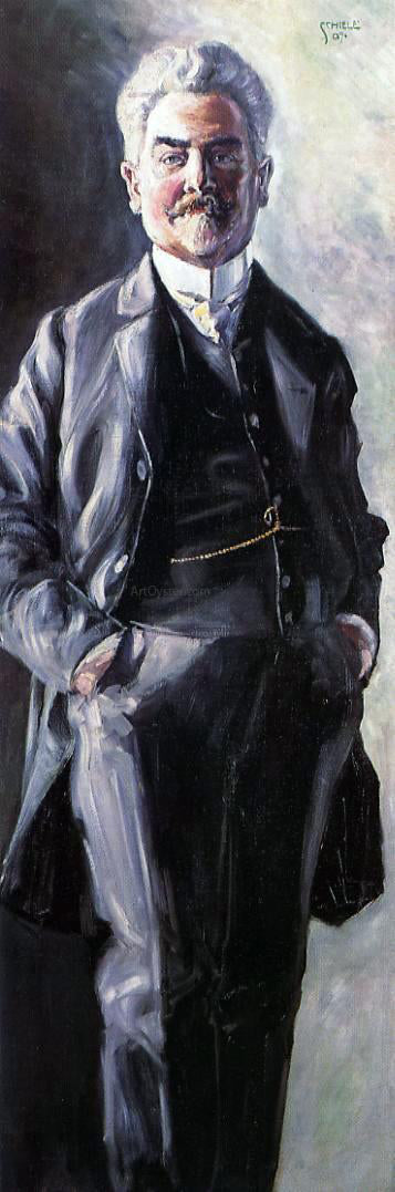 Egon Schiele Portrait of Leopold Czihaczek, Standing - Canvas Print