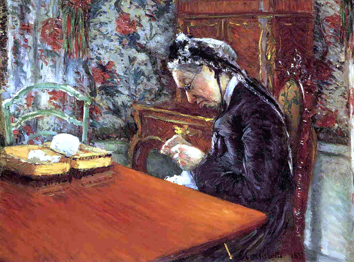 Gustave Caillebotte Portrait of Madame Boissiere Knitting - Canvas Print