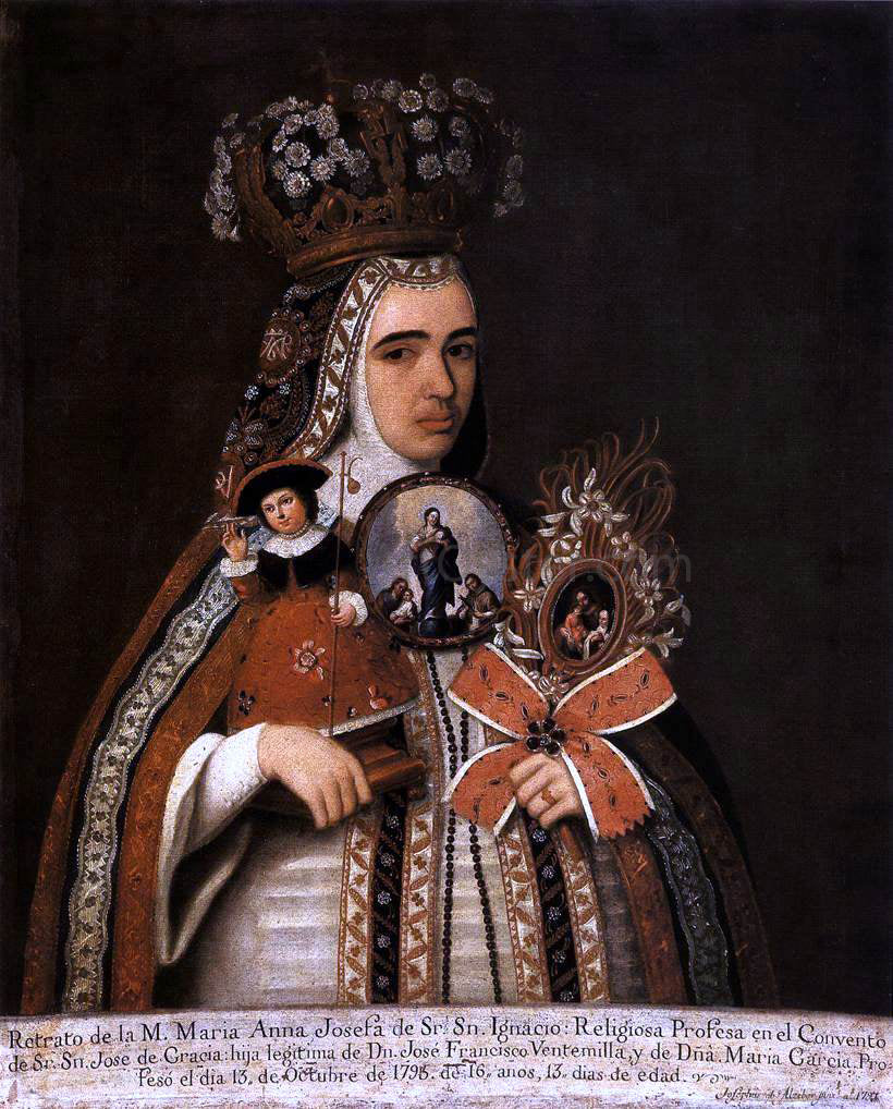 Jose De Alcibar Portrait of Maria Anna Josefa Taking Vow - Canvas Print