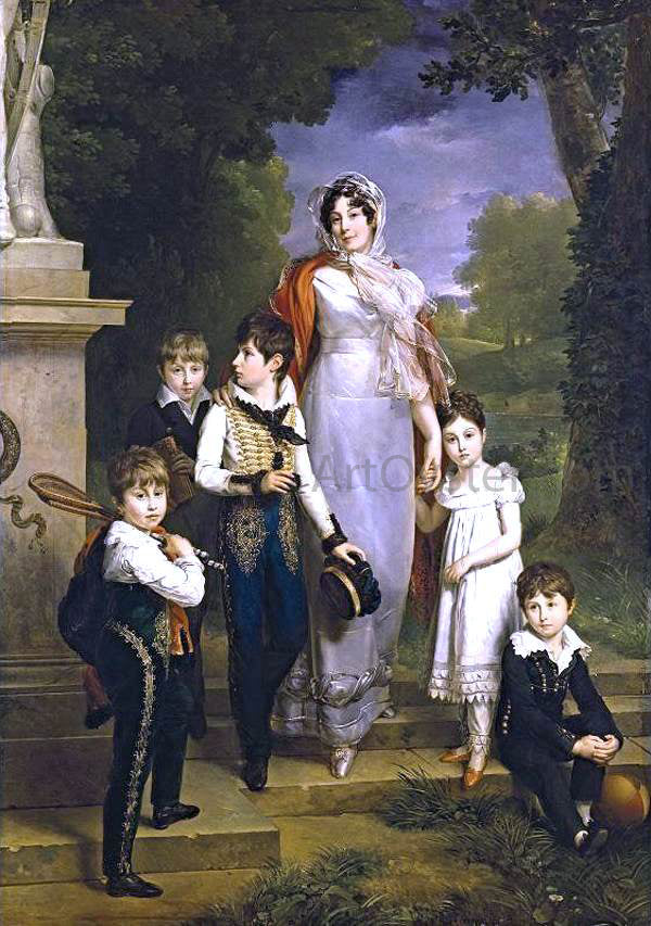 Marguerite Gerard Portrait of Marechale Lannes, Duchesse de Montebello with Her Children - Canvas Print