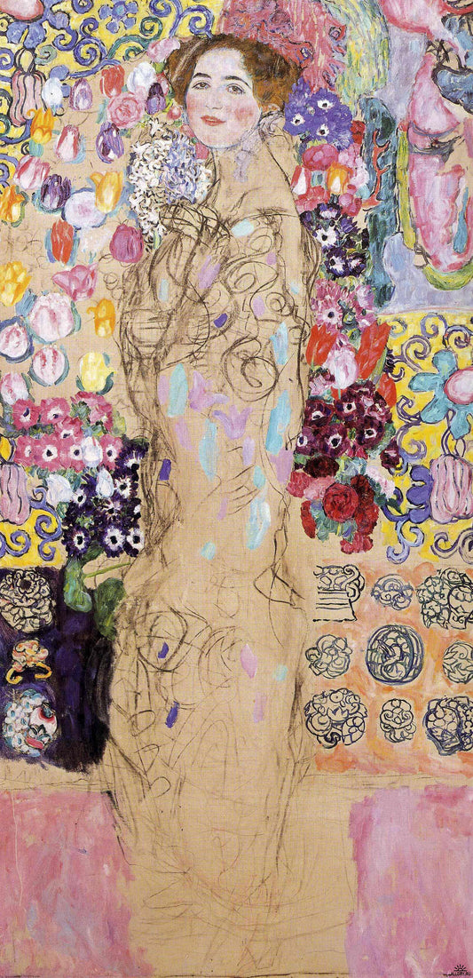 Gustav Klimt A Portrait of Maria Munk (unfinished) - Canvas Print