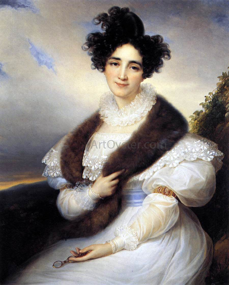 Francois-Joseph Kinsoen Portrait of Marie J. Lafont-Porcher - Canvas Print