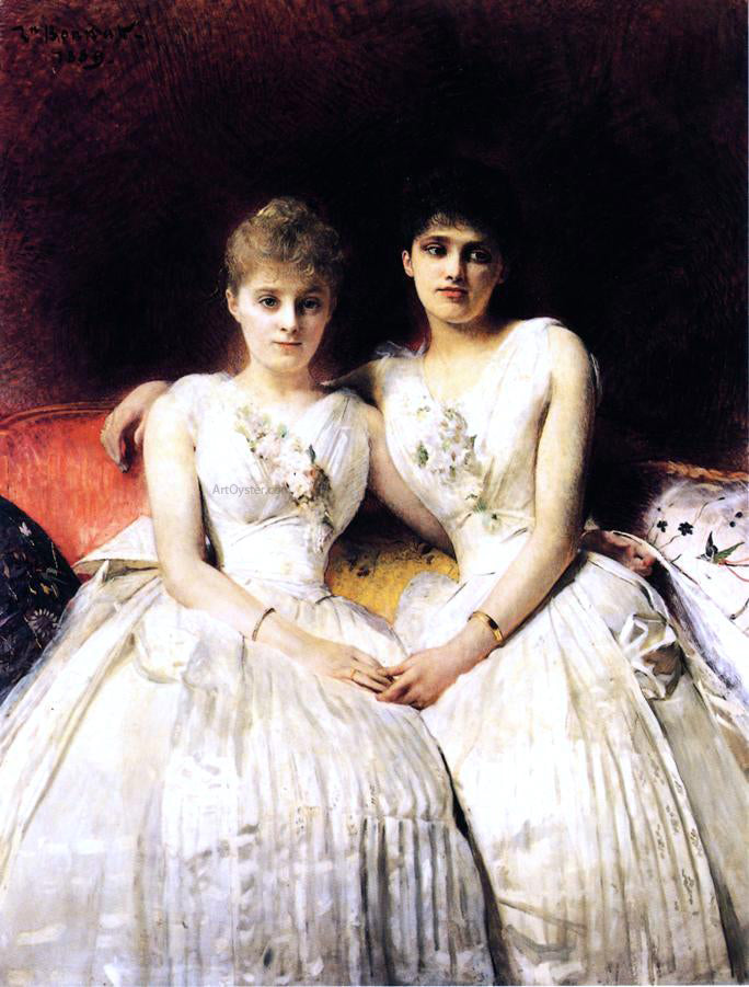Leon Joseph Florentin Bonnat Portrait of Marthe and Therese Galoppe - Canvas Print