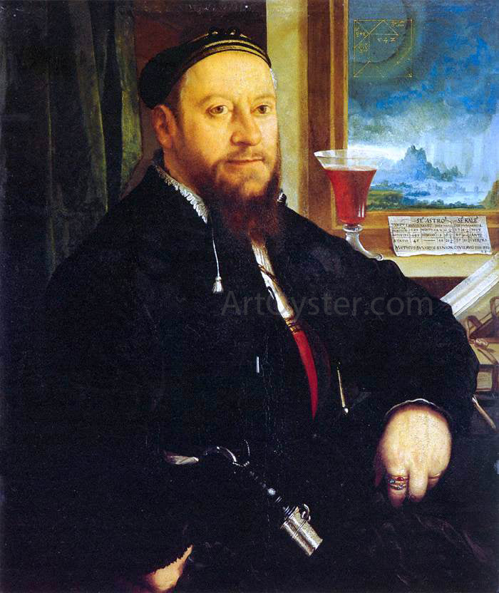 Christoph Amberger Portrait of Mattheus Schwarz - Canvas Print