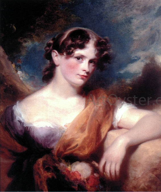 George Henry Harlow Portrait of Miss Carolline Hopwood - Canvas Print