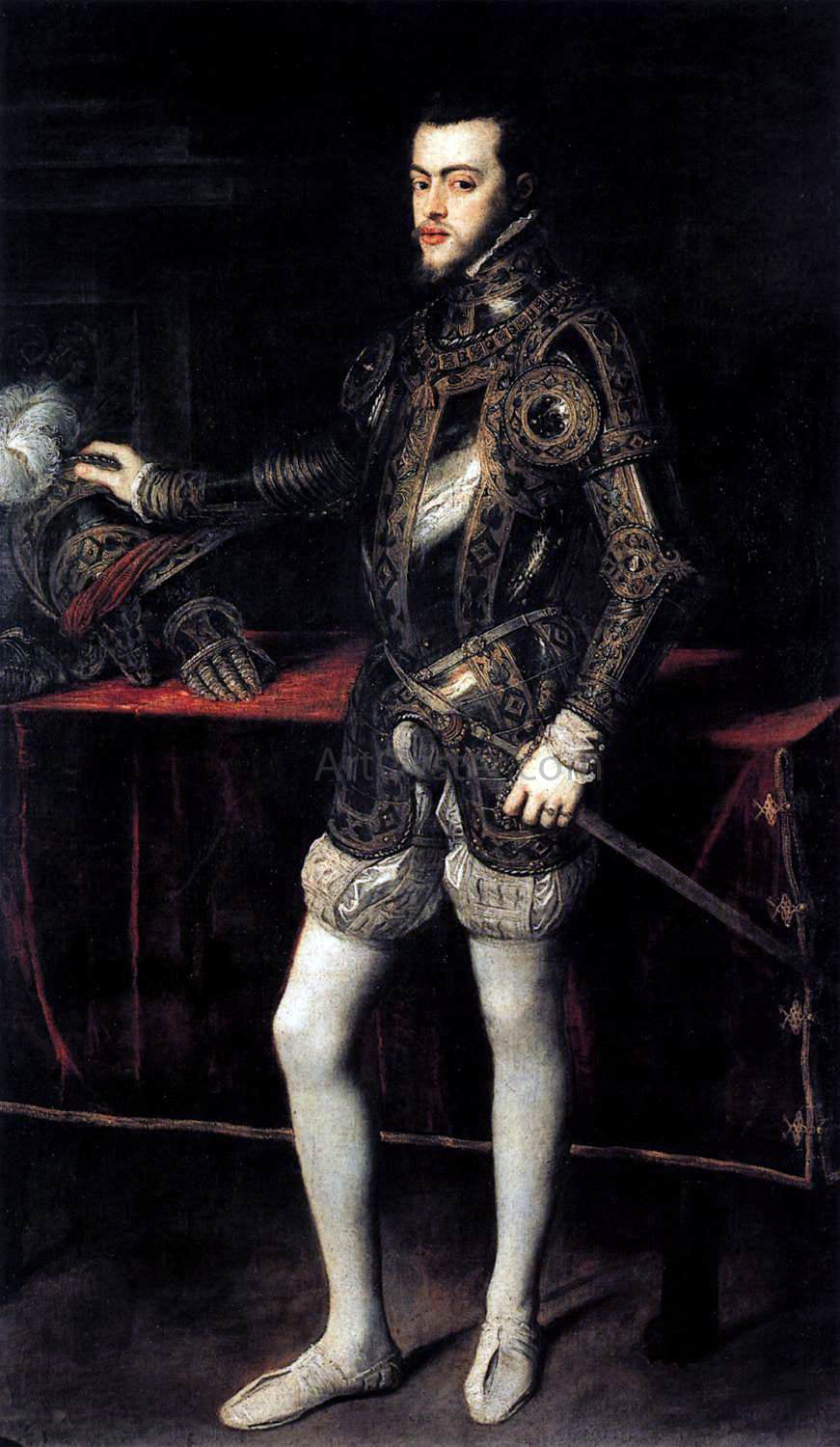 Titian Portrait of Philip II in Armour - Canvas Print
