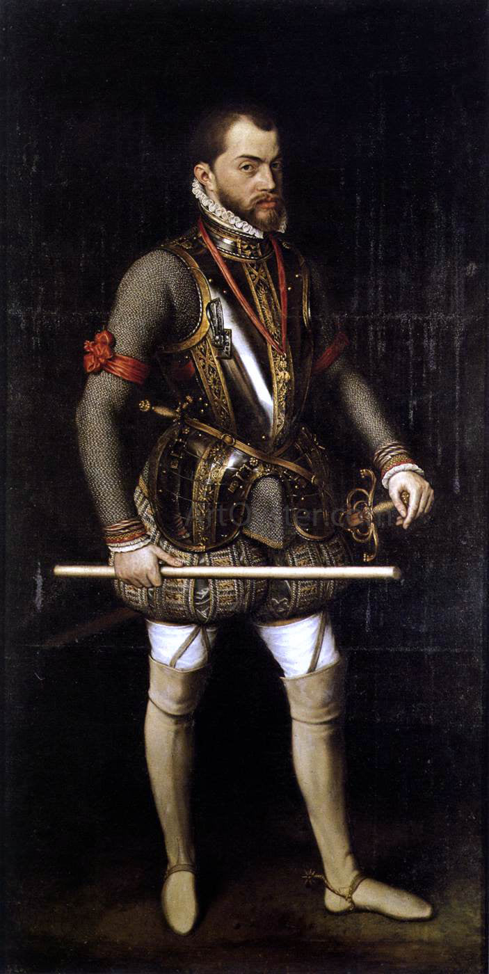 Anthonis Mor Van Dashorst Portrait of Philip II in Armour - Canvas Print