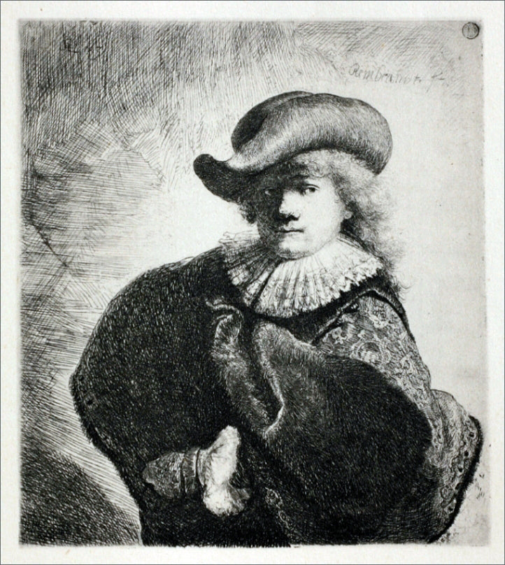 Rembrandt Van Rijn Portrait of Rembrandt with Broad Hat - Canvas Print