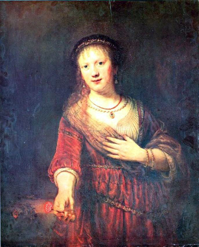 Rembrandt Van Rijn Portrait of Saskia with a Carnation - Canvas Print
