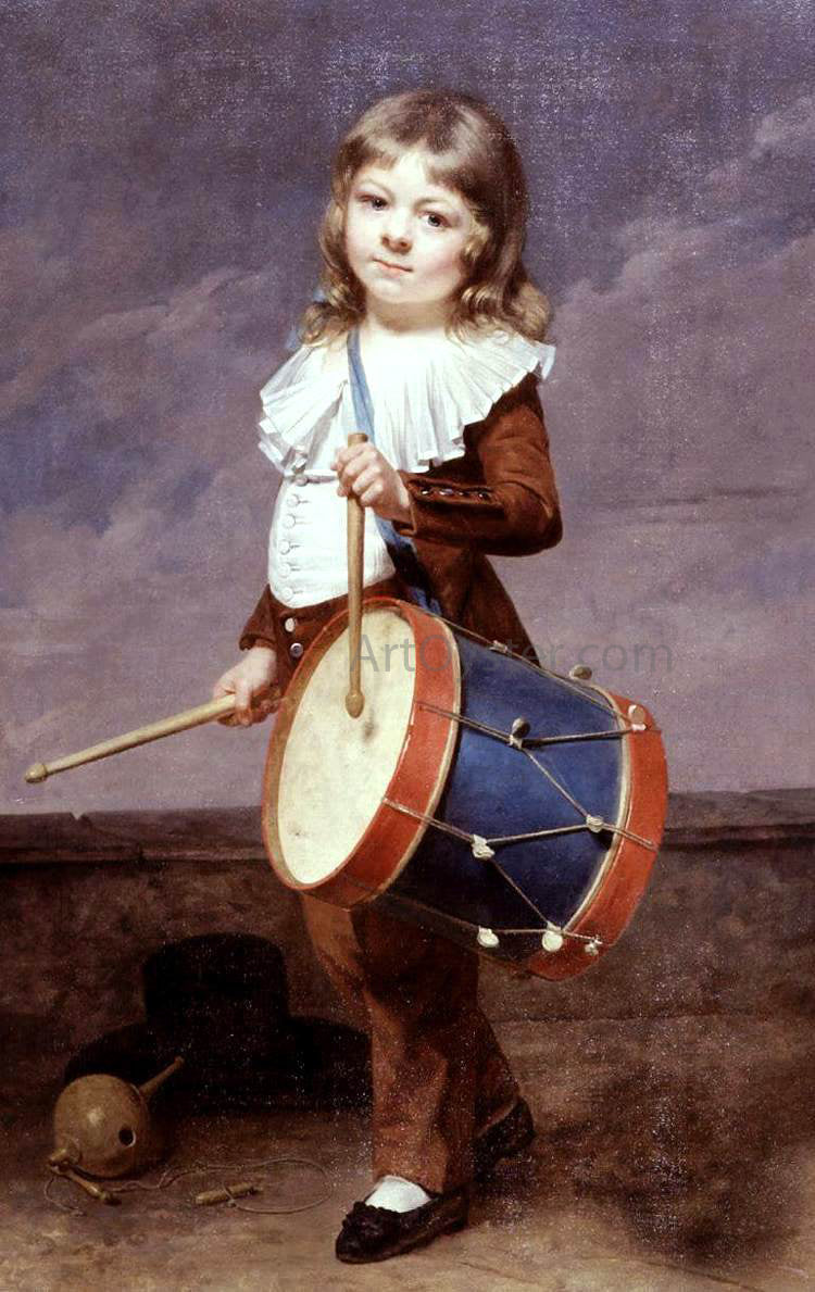 Martin Drolling Portrait of the Artist's Son as a Drummer - Canvas Print