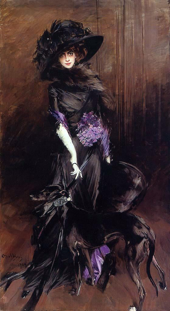 Giovanni Boldini Portrait of the Marchesa Luisa Casati, with a Greyhound - Canvas Print