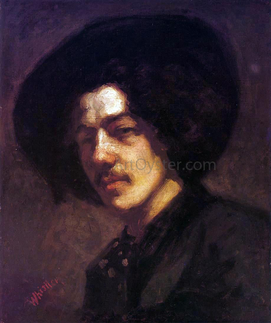 James McNeill Whistler Portrait of Whistler with Hat - Canvas Print
