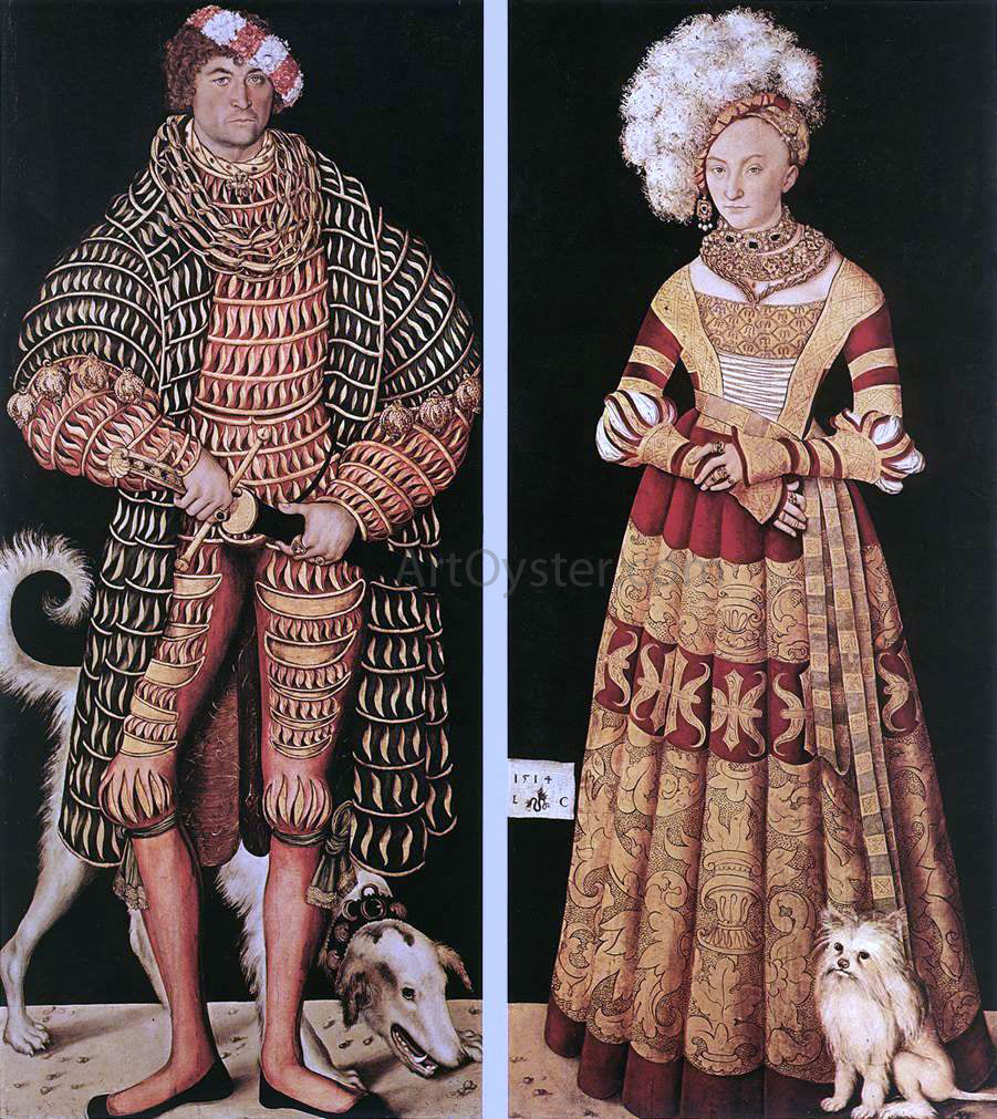 The Elder Lucas Cranach Portraits of Henry the Pious, Duke of Saxony and His Wife Katharina Von Mecklenburg - Canvas Print