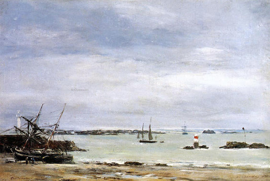 Eugene-Louis Boudin Portreiux, the Port at Low Tide - Canvas Print