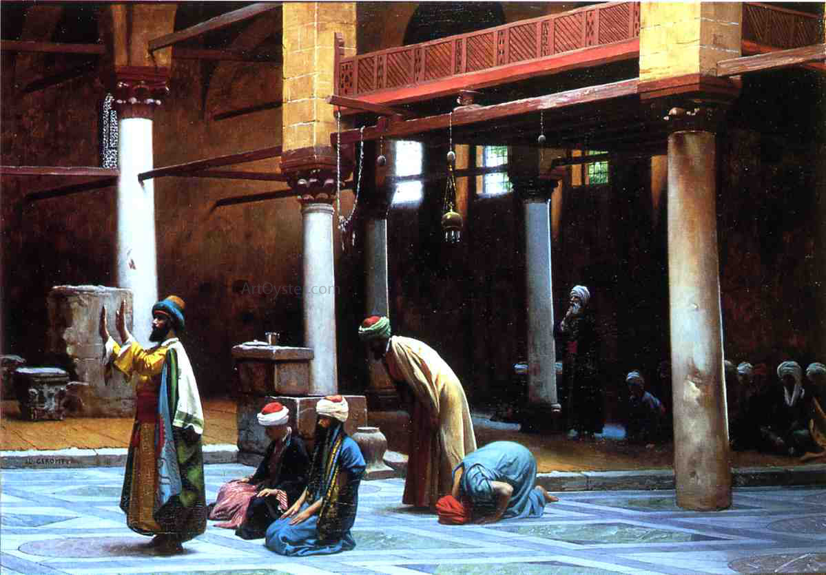 Jean-Leon Gerome Prayer in a Mosque - Canvas Print