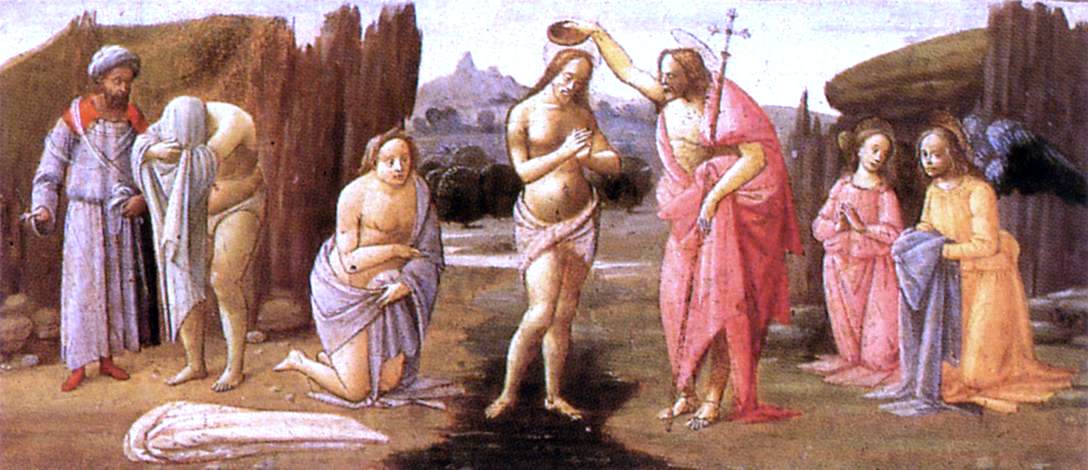 Bartolomeo Di Giovanni Predella: Baptism of Christ - Canvas Print