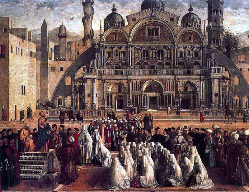 Gentile Bellini Predicacion de San Marcos en Alejandria - Canvas Print