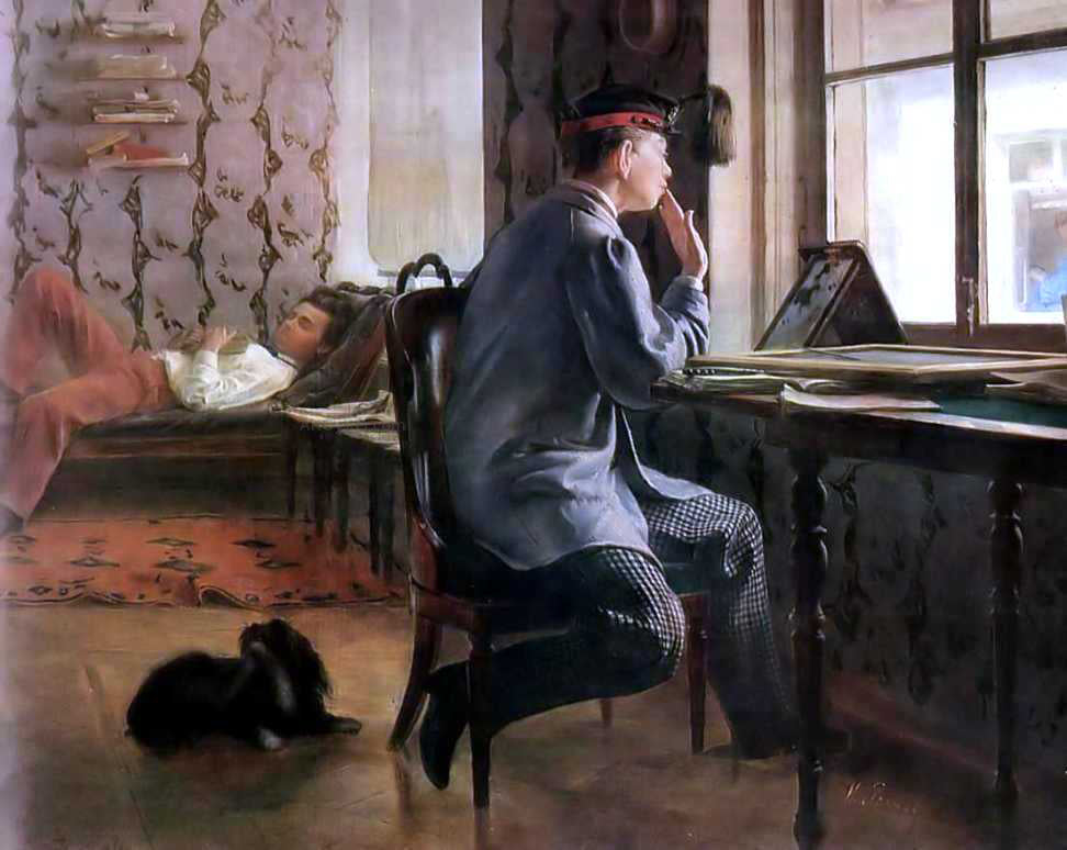 Ilia Efimovich Repin Preparation for the Examination - Canvas Print