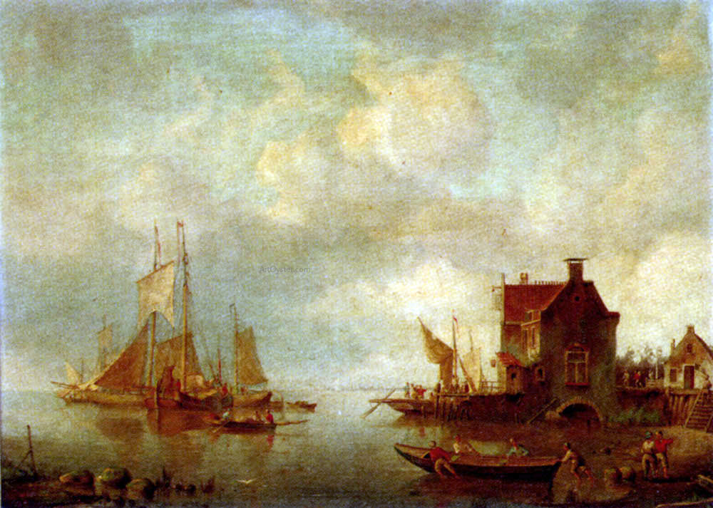 Pieter Christian Dommerson Preparing To Set Sail - Canvas Print