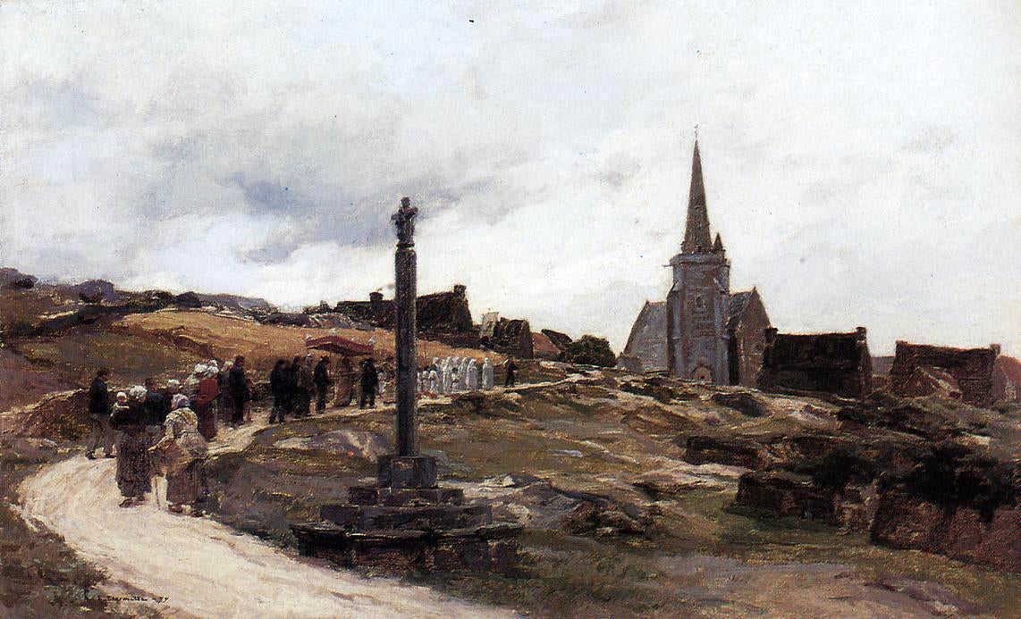 Leon Augustin L'hermitte) Procession near Ploumanac, Brittany - Canvas Print
