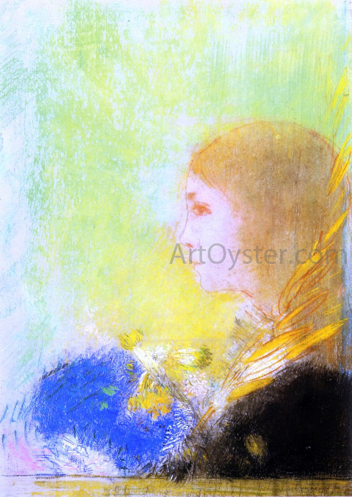Odilon Redon Profile of a Young Girl - Canvas Print