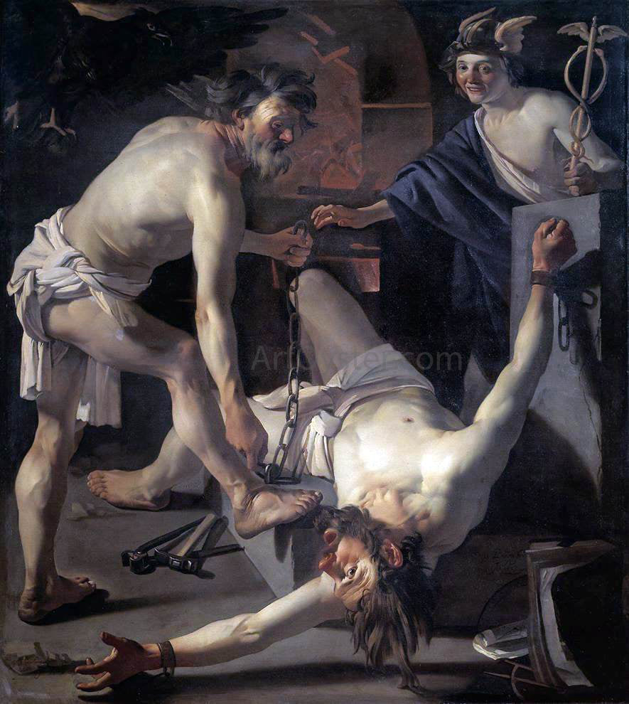 Dirck Van Baburen Prometheus Being Chained by Vulcan - Canvas Print
