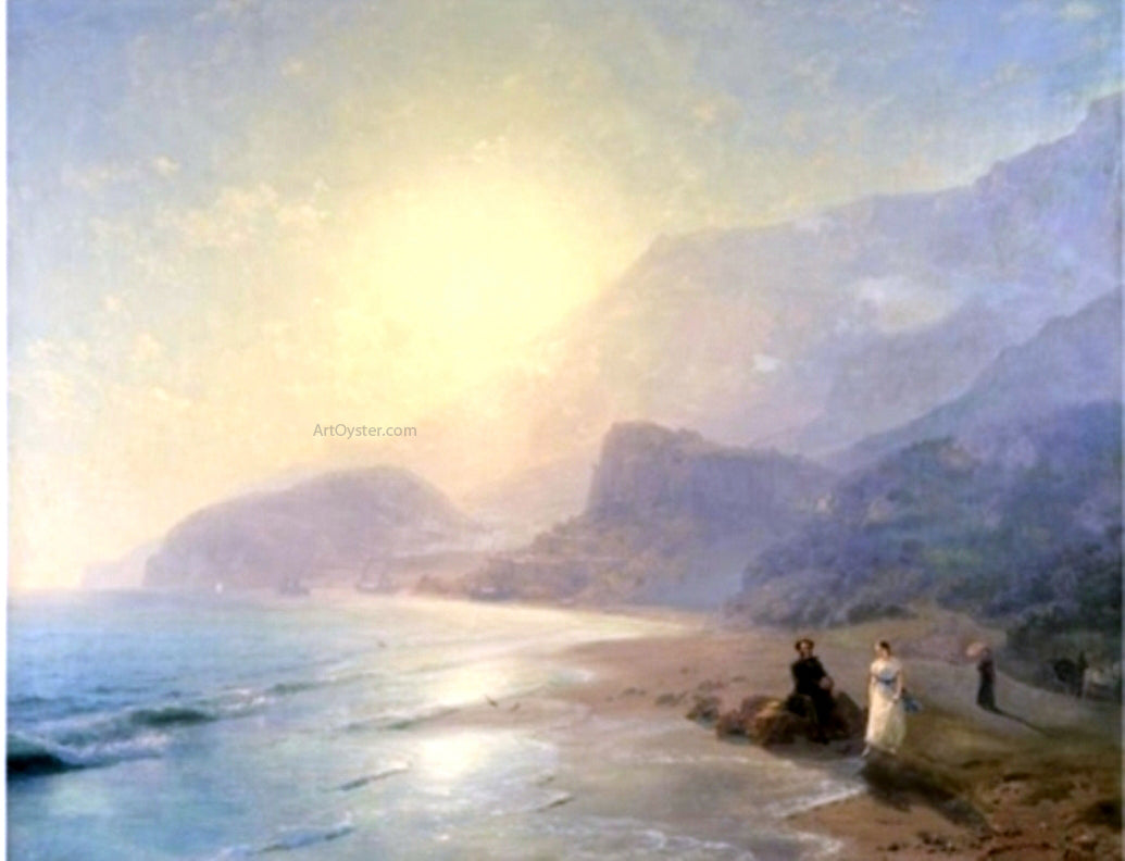 Ivan Constantinovich Aivazovsky Pushkin and Countess Raevskaya by the sea near Gurzuf and Partenit - Canvas Print