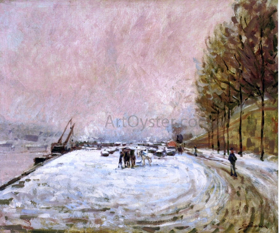 Armand Guillaumin Quai Saint Bernard in the Snow - Canvas Print
