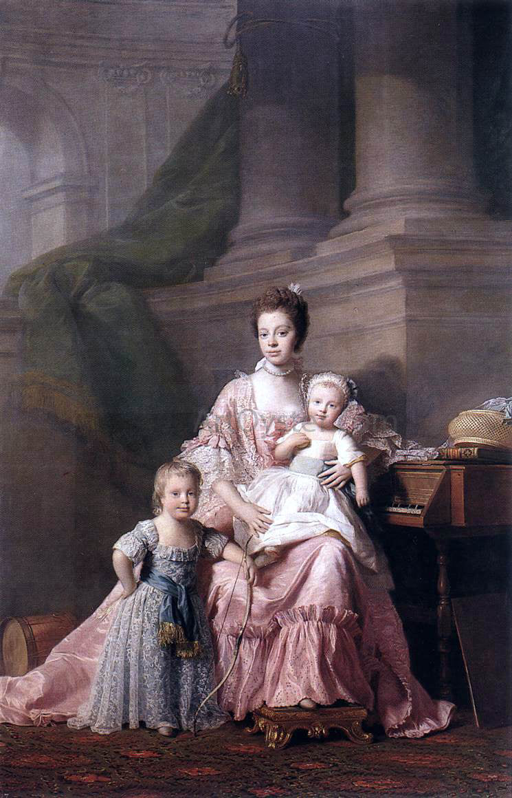 Allan Ramsay Queen Charlotte with her Two Children - Canvas Print