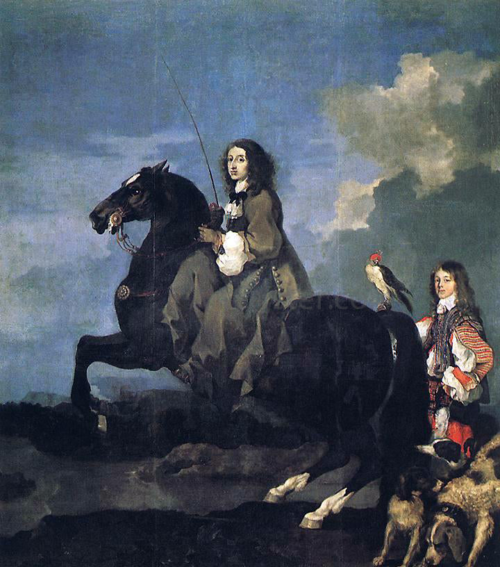 Sebastien Bourdon Queen Christina of Sweden on Horseback - Canvas Print