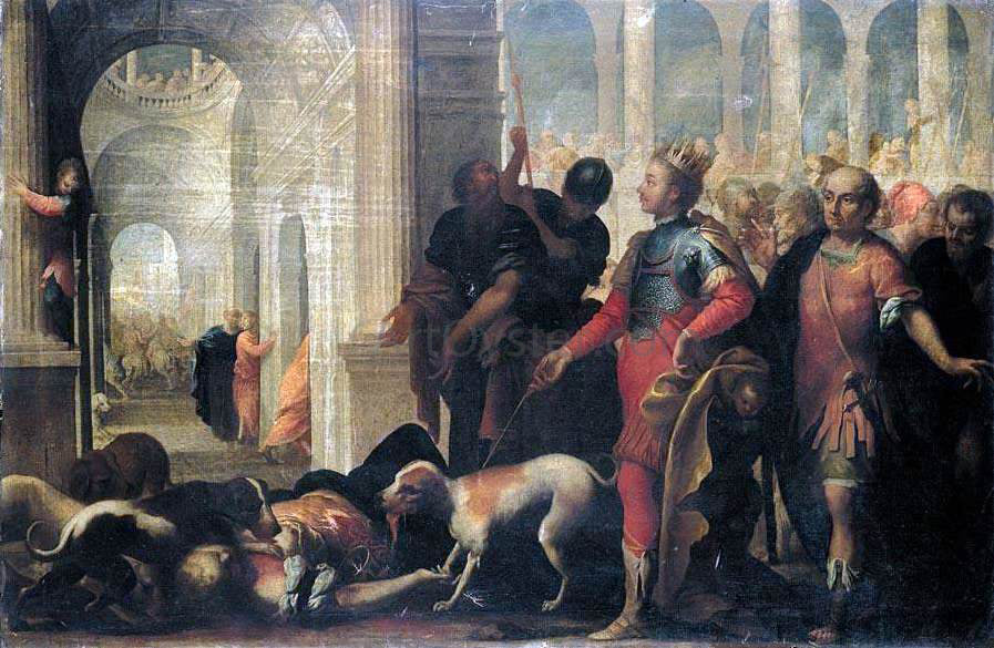 Andrea Celesti Queen Jezabel Being Punished by Jehu - Canvas Print