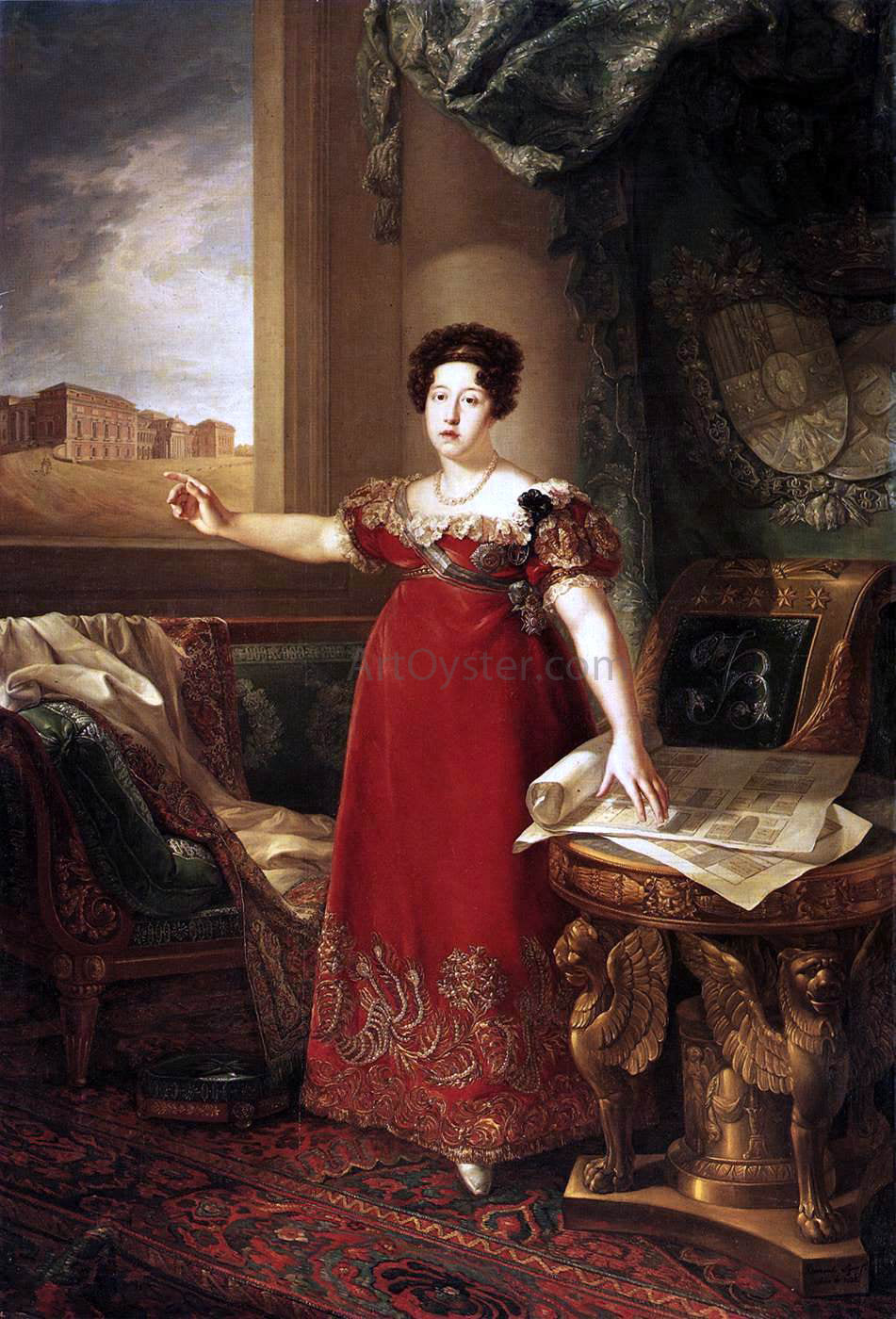 Bernardo Lopez Y Piquer Queen Maria Isabel de Braganza - Canvas Print